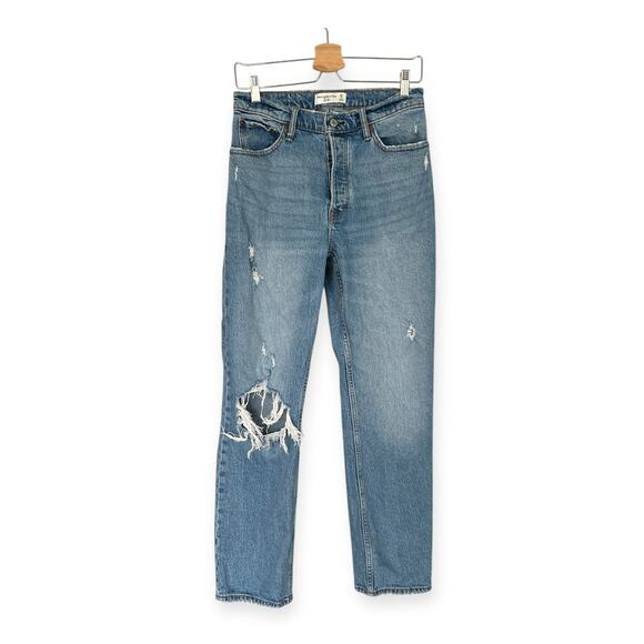 Abercrombie & Fitch Jeans Women’s Size 26 / 2 High Rise The Dad Distressed Denim - Picture 2 of 11